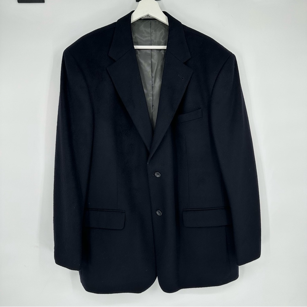 Oscar De La Renta Navy Blue Wool & Cashmere Blazer 48R